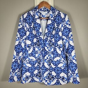Liz Claiborne NWT Blue White Blazer Jacket Small | Womens Workwear Career Chic